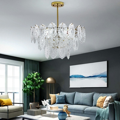 American Style Chandelier Glass Wrought Copper Chandelier for Living Room and Bedroom