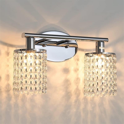 American Style Glass Wall Sconces Wrought Iron Bathroom Mirror Headlight