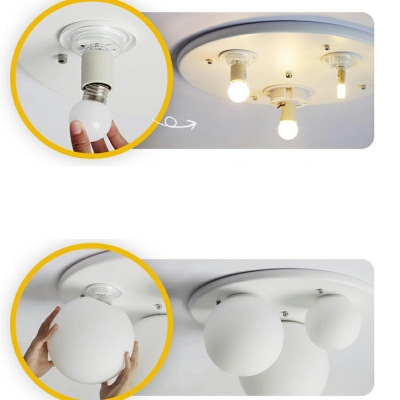 Ball Shape Flush Mount Ceiling Light Single Bulb Flush Mount Ceiling Light Fixture in White