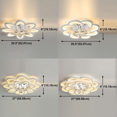 Contemporary Crystal LED Ceiling Light White Acrylic Ceiling Mounted Fixture