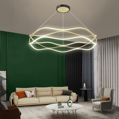 Contemporary Gold Chandelier Twist Rubber Chandelier Light for Living Room