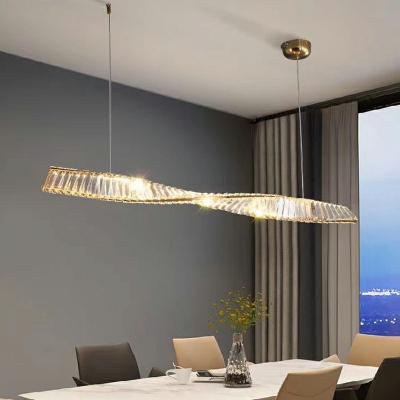 Crystal Linear Chandelier Lighting Fixtures Modern Minimalism Island Ceiling Light for Kicthen