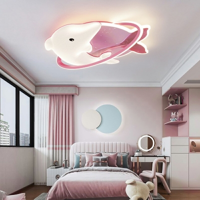 Dolphin Flush Mount Ceiling Light Fixture LED Flush Mount Lighting for Child's Bedroom