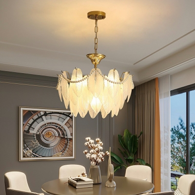 Glass Multi Pendant Light Traditional Hanging Chandelier for Living Room