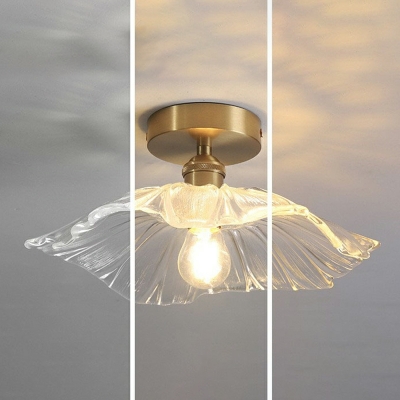 Glass Petal Flush Light Fixtures Modern Style 1 Light Flush Ceiling Light in Clear