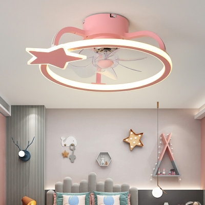 Kids Style Cartoon Ceiling Fans Acrylic Round Shape Ceiling Fans for Bedroom