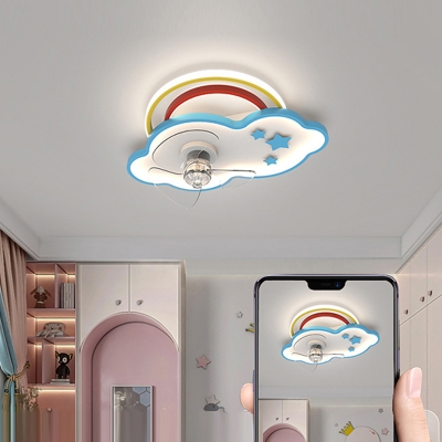 LED Cartoon Flushmount Fan Lighting Fixtures Children's Room Dining Room Flush Mount Fan Lighting