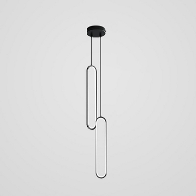 LED Minimalist Hanging Pendant Strip Shape Wrought Iron Pendant Light