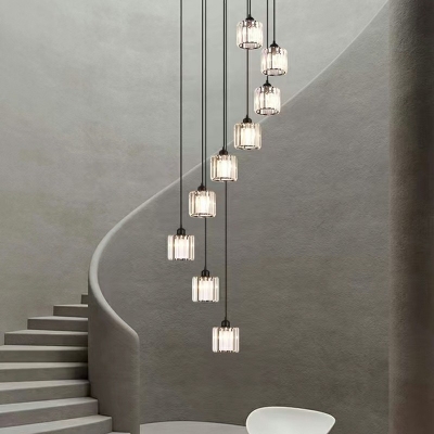 Modern 6/9 Light Crystal Hanging Light Fixtures Light Luxury Hanging Ceiling Lights for Stairway