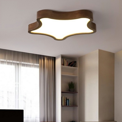 Modern Chinese Style Ceiling Light LED Minimalist Wooden Flush Mount Light