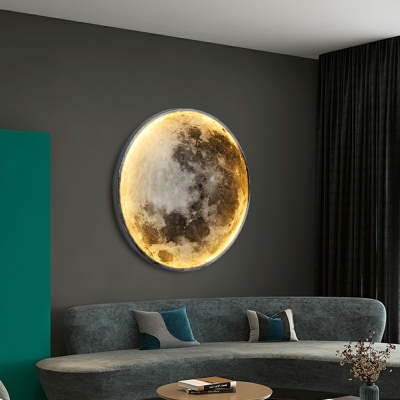Moon-Like Wall Light Sconce Iron LED Minimalism Wall Sconce Lighting in Black