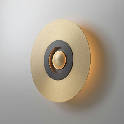 Post-Contemporary Round Shape Wall Light Metal Wall Lamp in Gold
