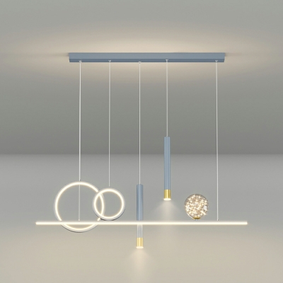 6-Light Island Lighting Contemporary Style Tube Shape Metal Ceiling Lights