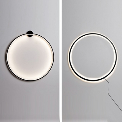 Circle Shape Wall Mount Light Fixture LED with Silicone Lampshade Wall Light Sconce in Black