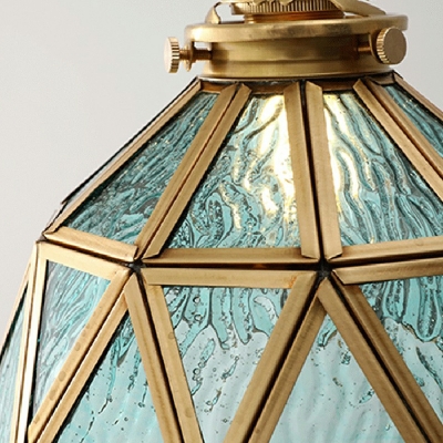 Glass Triangular Hanging Lamp Kit Modern Style 1 Light Pendant Lamp in Amber