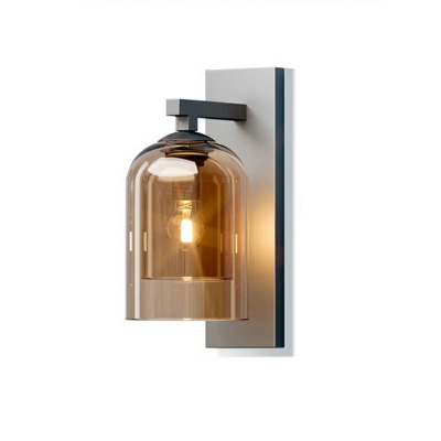 Gold Cylindrical Wall Light Fixtures Modern Style Glass 1 Light Wall Sconce Lights