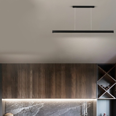 Linear Minimalism Island Chandelier Lights Black Pendant Light for Dinning Room