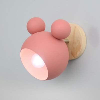 Modern Macaron Style Cute Wall Light 1 Light Iron Wall Lamp for Child Bedroom