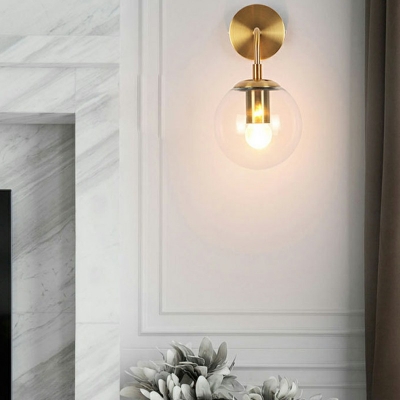Modern Style Glass Wall Light Iron Wall Sconces for Living Room