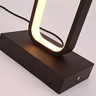 Modern Style Rectangle Nightstand Lamp Metal 1-Light Table Light in Black