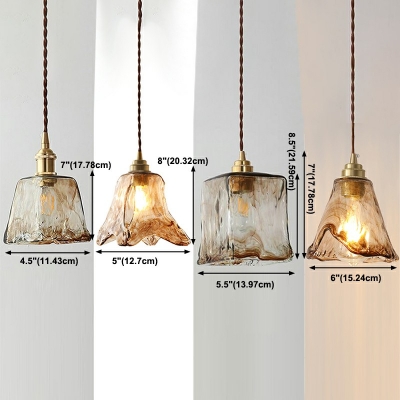 Modern Style Tapered Down Lighting Glass 1-Light Pendant Lamp in Amber