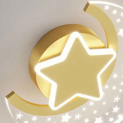 Moon and Star Wall Mounted Lighting LED with Acrylic Shade Wall Light Sconce