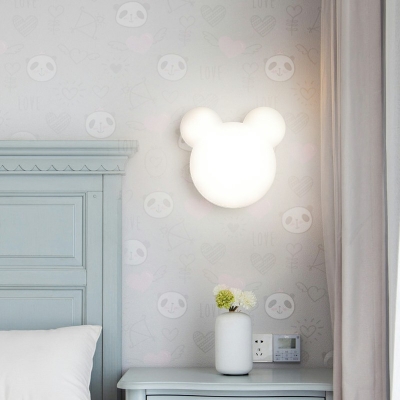 White Bear-Like Wall Sconce Lighting LED Wall Mounted Light Fixture for Kid's Bedroom