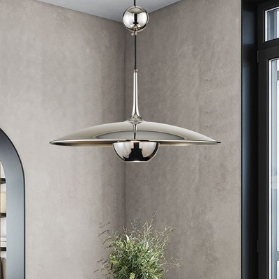 1 Light Metal Pendant Lighting UFO Shaped Hanging Lamp for Dining Room