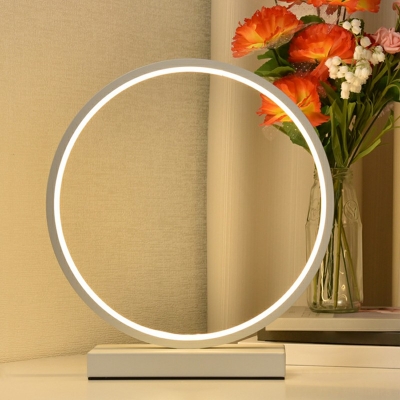 1-Light Table Lamp Contemporary Style Ring Shape Metal Nightstand Lamp