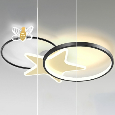 4-Light Flush Mount Light Kids Style Geometric Shape Metal Close To Ceiling Chandelier
