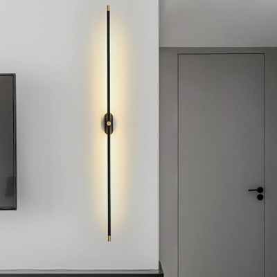 Black Linear Wall Mounted Reading Lights Modern Style Metal 1 Light Wall Sconce Lights