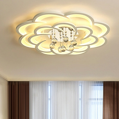 Contemporary Crystal LED Ceiling Light White Acrylic Ceiling Mounted Fixture