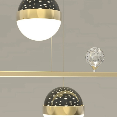 Contemporary Linear Spotlight Island Chandelier Lights Metal Ceiling Pendant Fan Light
