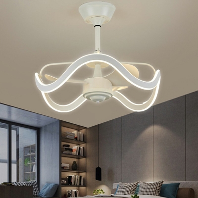Contemporary Semi Flush Mount Light with Acrylic Shape Ceiling Mounted Fan Light