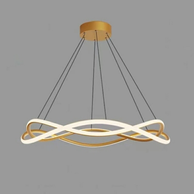 Contemporary Twisted Chandelier Lamp Rubber Chandelier Light for Living Room