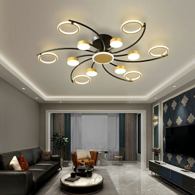 Flush Light Contemporary Style Metal Flush-Mount Light for Living Room