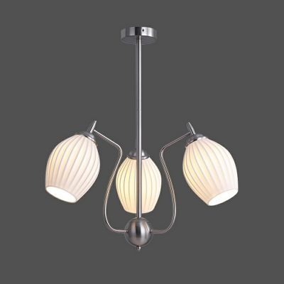 French Modern Chandelier Simple Ceramic Glass Hanging Pendant Lights for Living Room