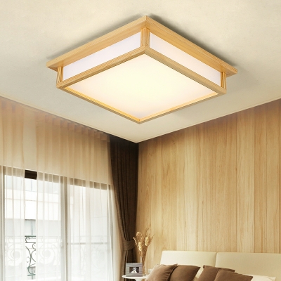 Japanese Style Wooden Flushmount Ceiling Light  Modern Simple LED Ceiling Mounted Fixture