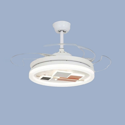 LED Contemporary Acrylic Pendant Light  Wrought Iron Ceiling Fan Light