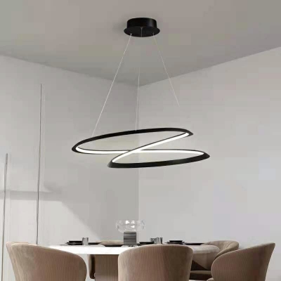 Modern Black Chandelier Lamp 1 Light Metal Chandelier Light for Living Room