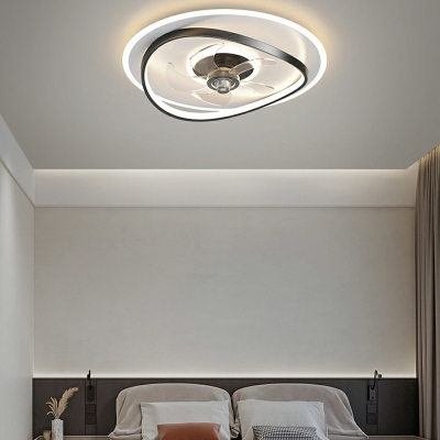 Modern LED Ceiling Fan Light Simplicity Acrylic Bedroom Semi Flush Mount Light with Remote