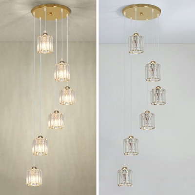 Modern Multi-Light Crystal Hanging Light Fixtures Light Luxury Hanging Ceiling Lights for Stairway