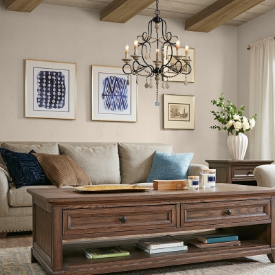 Pendant Light Traditional Style Wood Pendant Chandelier for Living Room