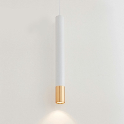 Tubular Pendant Light Fixtures Modern Style Metal 1-Light Down Lights in White