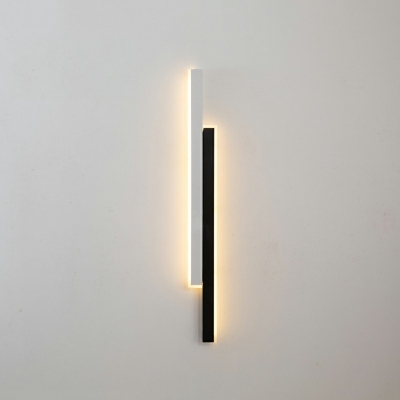 White Rectangular Wall Lighting Fixtures Modern Style Metal 2 Lights Sconce Lights