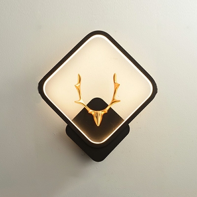 1-Light Sconce Lights Kids Style Antlers Shape Metal Wall Mounted Light