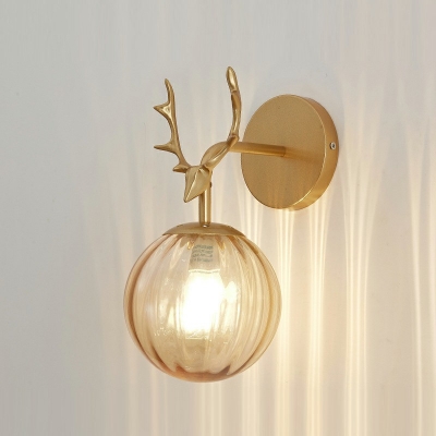 1-Light Sconce Lights Minimalism Style Ball Shape Metal Wall Mount Light