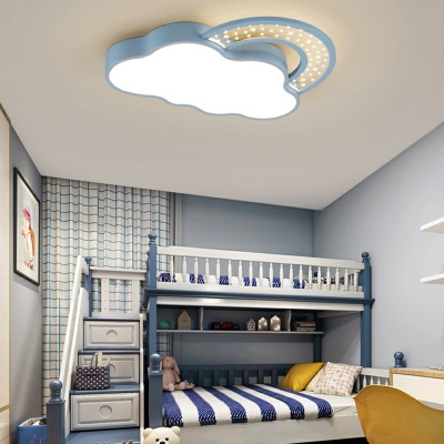 2-Light Flush Mount Light Kids Style Cloud Shape Metal Close To Ceiling Chandelier