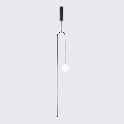 2-Light Hanging Chandelier Minimalism Style Ball Shape Metal Pendant Light Kit