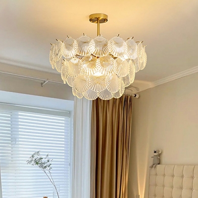 9-Light Hanging Chandelier Modern Style Shell Shape Metal Pendant Light Kit